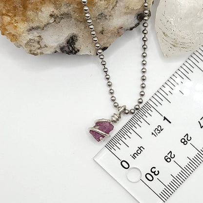 Ruby Necklace, Silver Wire Wrapped Ruby Pendant, July Birthstone, July Birthday Gift