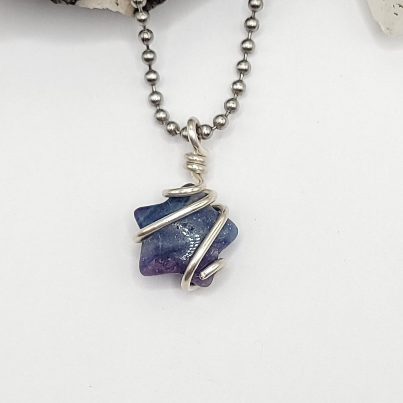 Rainbow Fluorite Star Necklace, Silver Wire Wrapped Fluorite Star Pendant