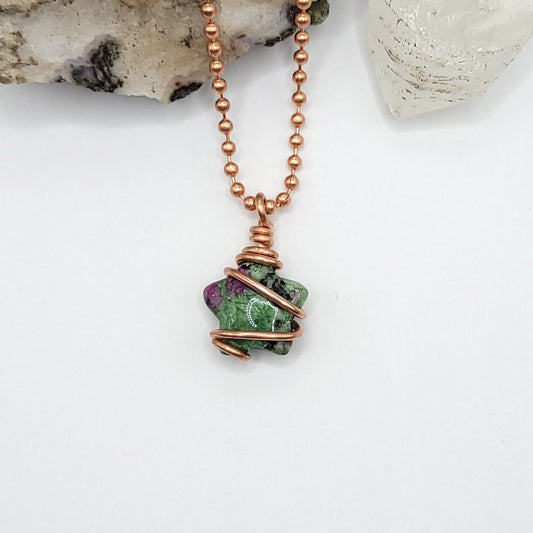 Ruby in Zoisite Star Necklace, Wire Wrapped Ruby in Zoisite Star Pendant | Promotes Happiness, Abundance and Growth