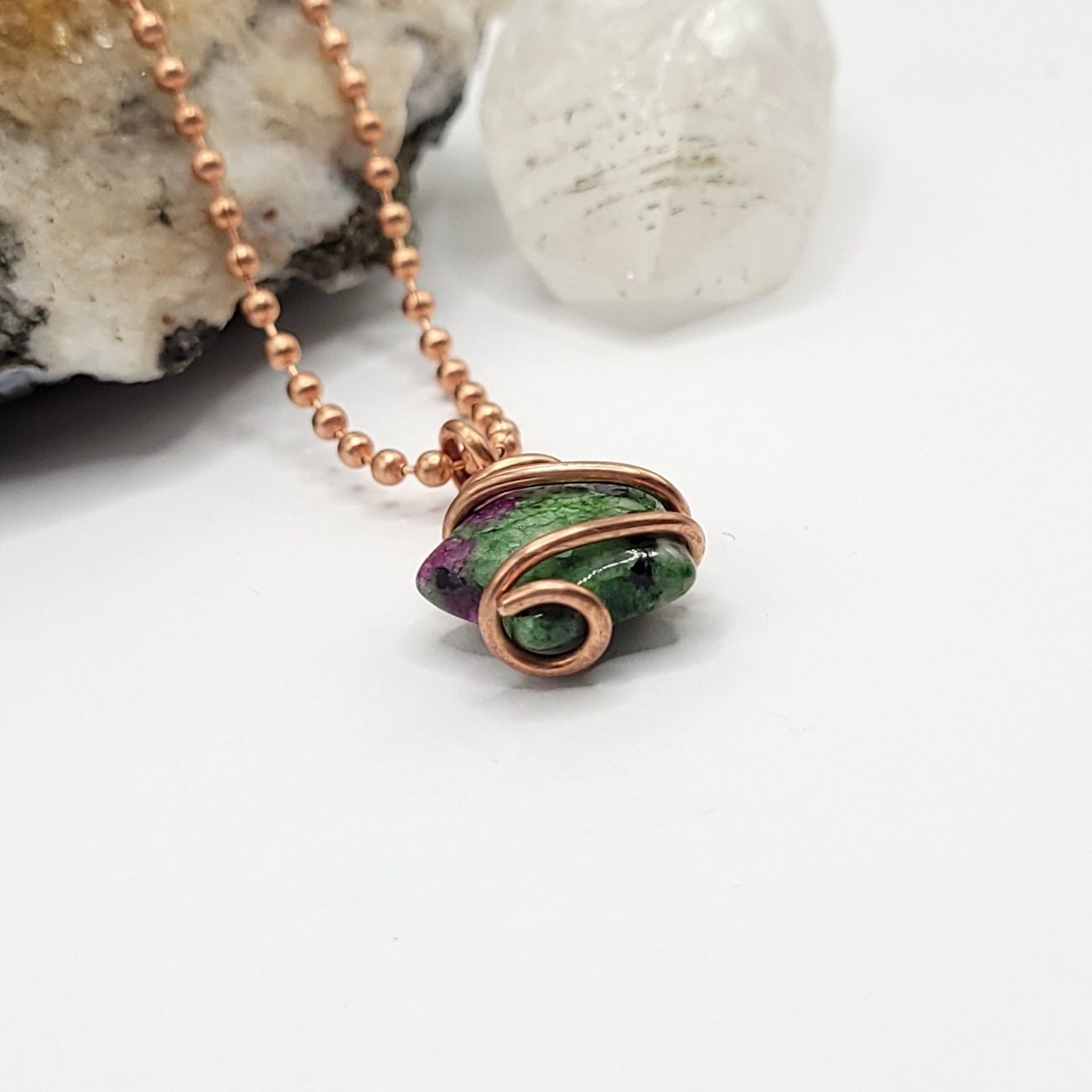 Ruby in Zoisite Star Necklace, Wire Wrapped Ruby in Zoisite Star Pendant | Promotes Happiness, Abundance and Growth