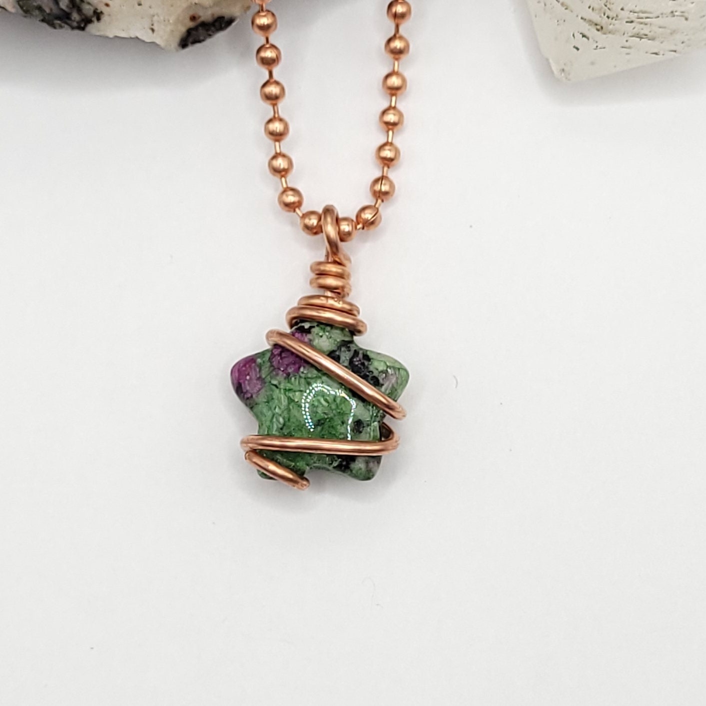 Ruby in Zoisite Star Necklace, Wire Wrapped Ruby in Zoisite Star Pendant | Promotes Happiness, Abundance and Growth