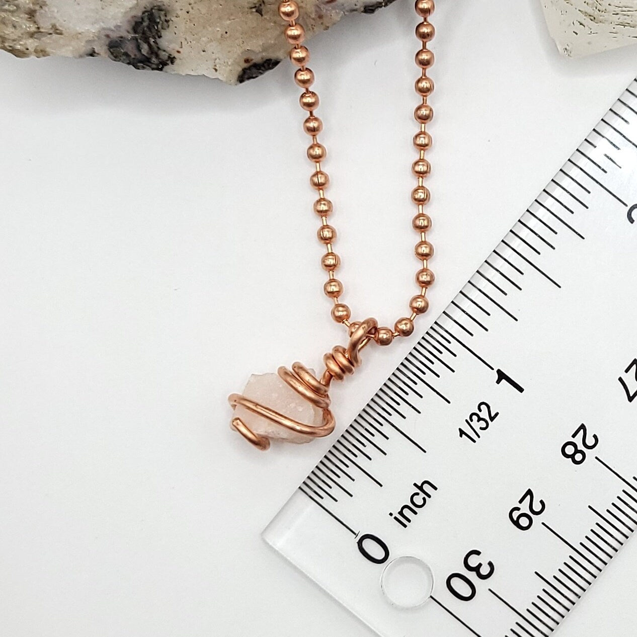Pink Petalite Necklace, Copper Wire Wrapped Petalite Pendant, Raw Petalite Jewelry, Crystal Necklace
