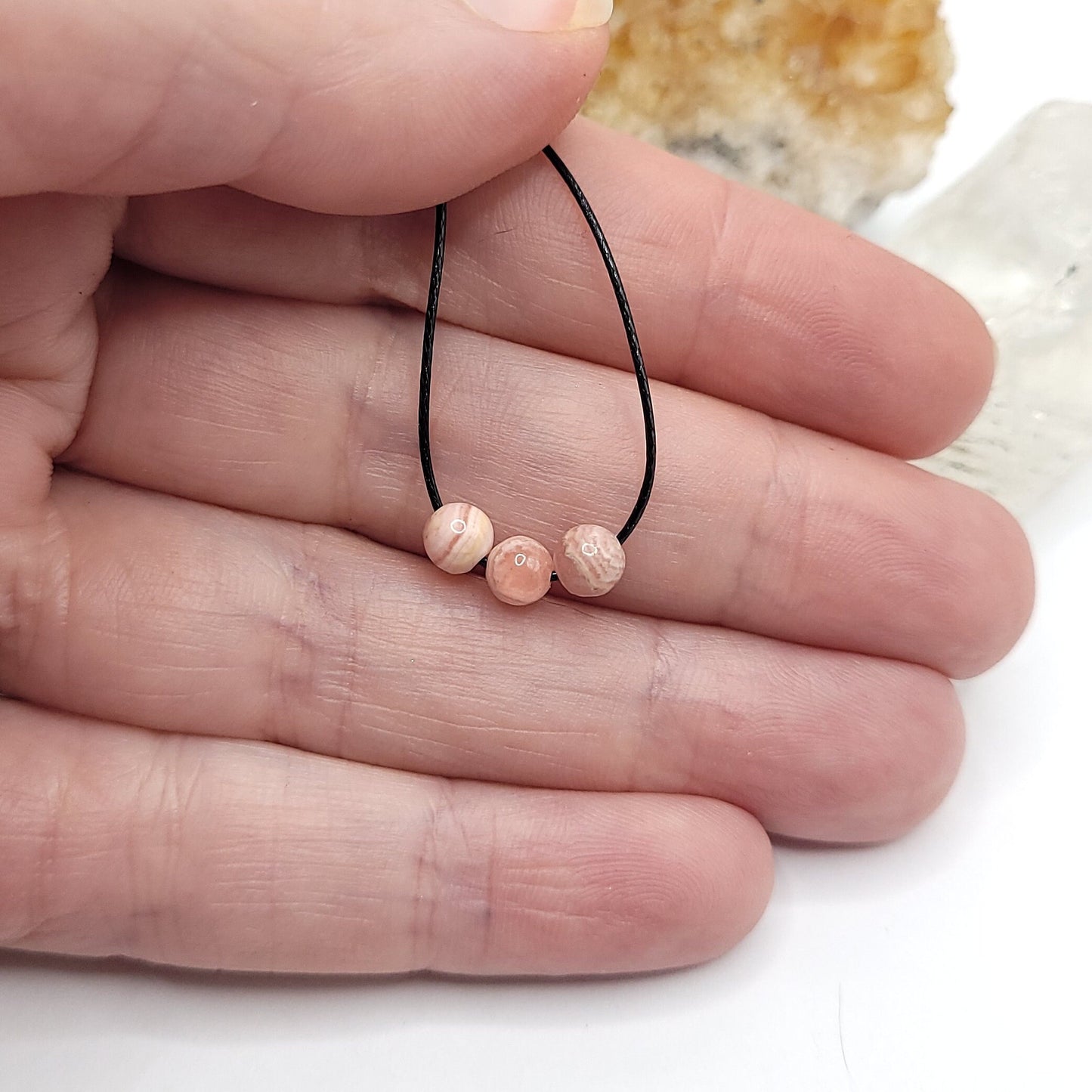 Adjustable Rhodochrosite Necklace, Rhodochrosite Choker, Dainty Rhodonite Bead Necklace