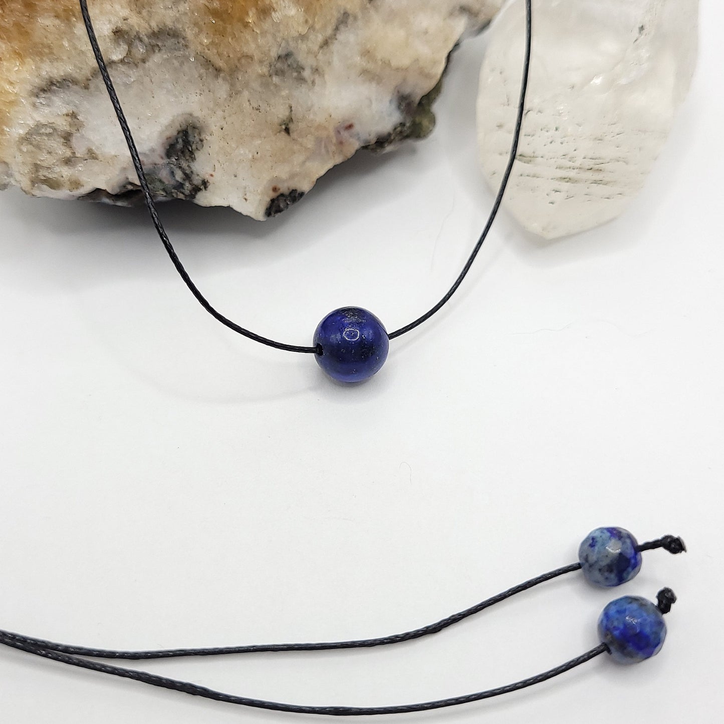 Adjustable Lapis Necklace, Lapis Choker, Dainty Lapis Crystal Necklace