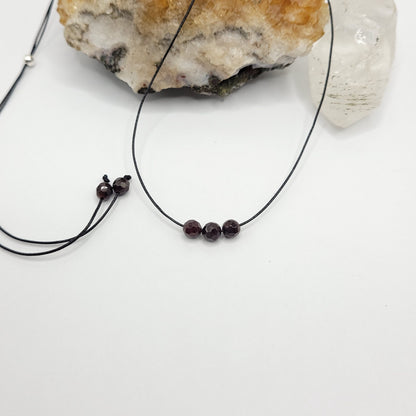Adjustable Garnet Necklace, Garnet Choker, Dainty Garnet Bead Necklace, January Birthstone, January Jewelry