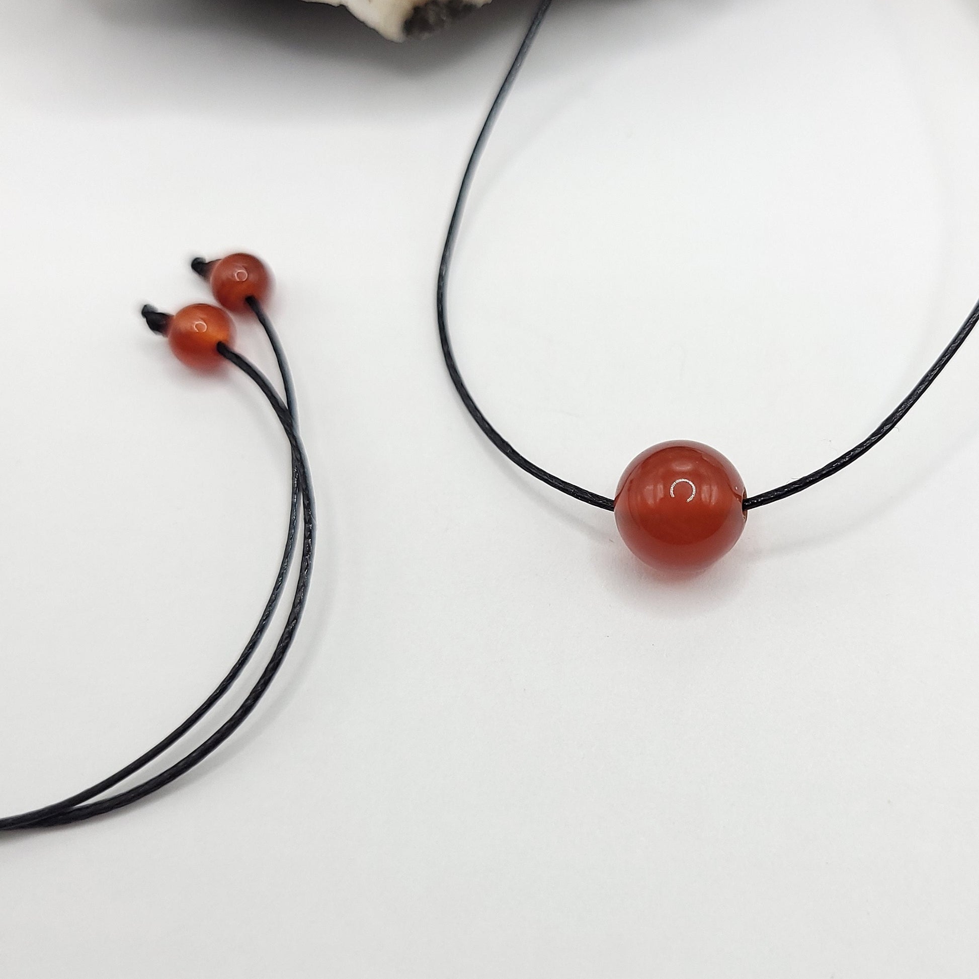 Adjustable Carnelian Necklace, Carnelian Choker, Dainty Crystal Bead Necklace