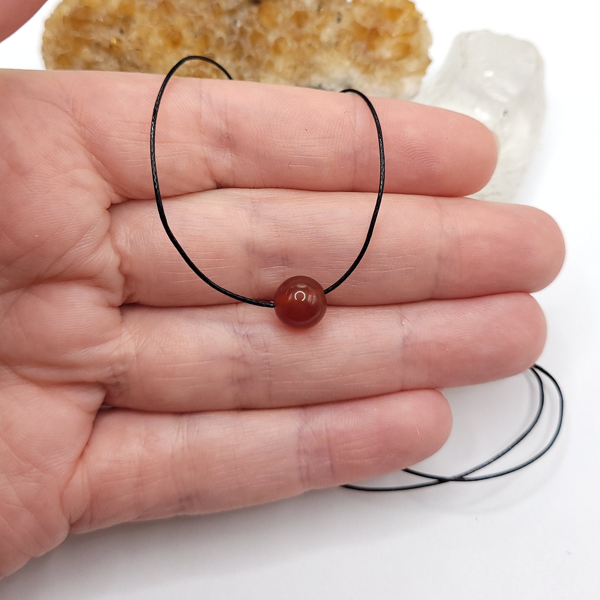 Adjustable Carnelian Necklace, Carnelian Choker, Dainty Crystal Bead Necklace