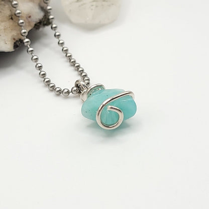 Amazonite Star Necklace, Silver Wire Wrapped Amazonite Pendant, Crystal Star Pendant