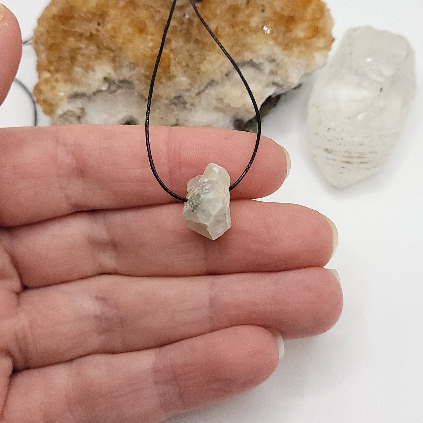 Adjustable Raw Prehnite Necklace