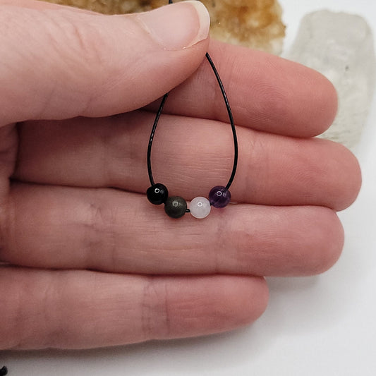 Asexual Pride Necklace, Adjustable Asexual Pride Crystal Choker