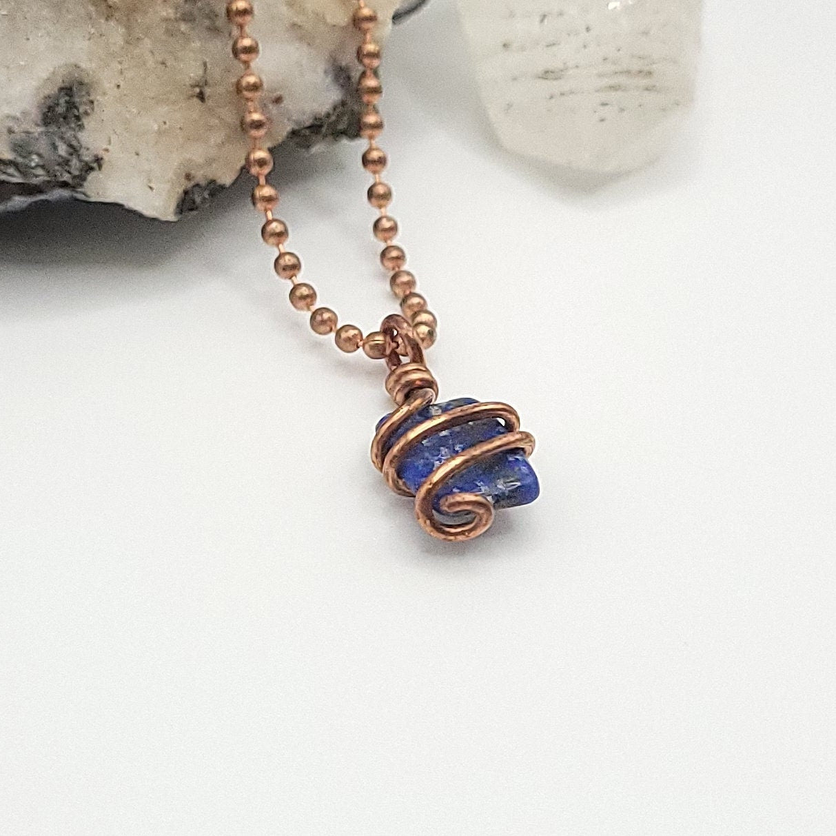 Lapis Lazuli Crystal Necklace in Copper