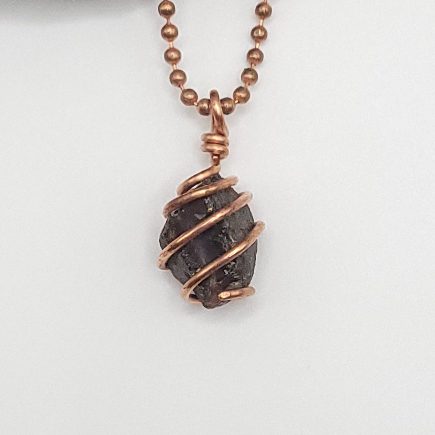 Raw Amber Crystal Necklace in Copper