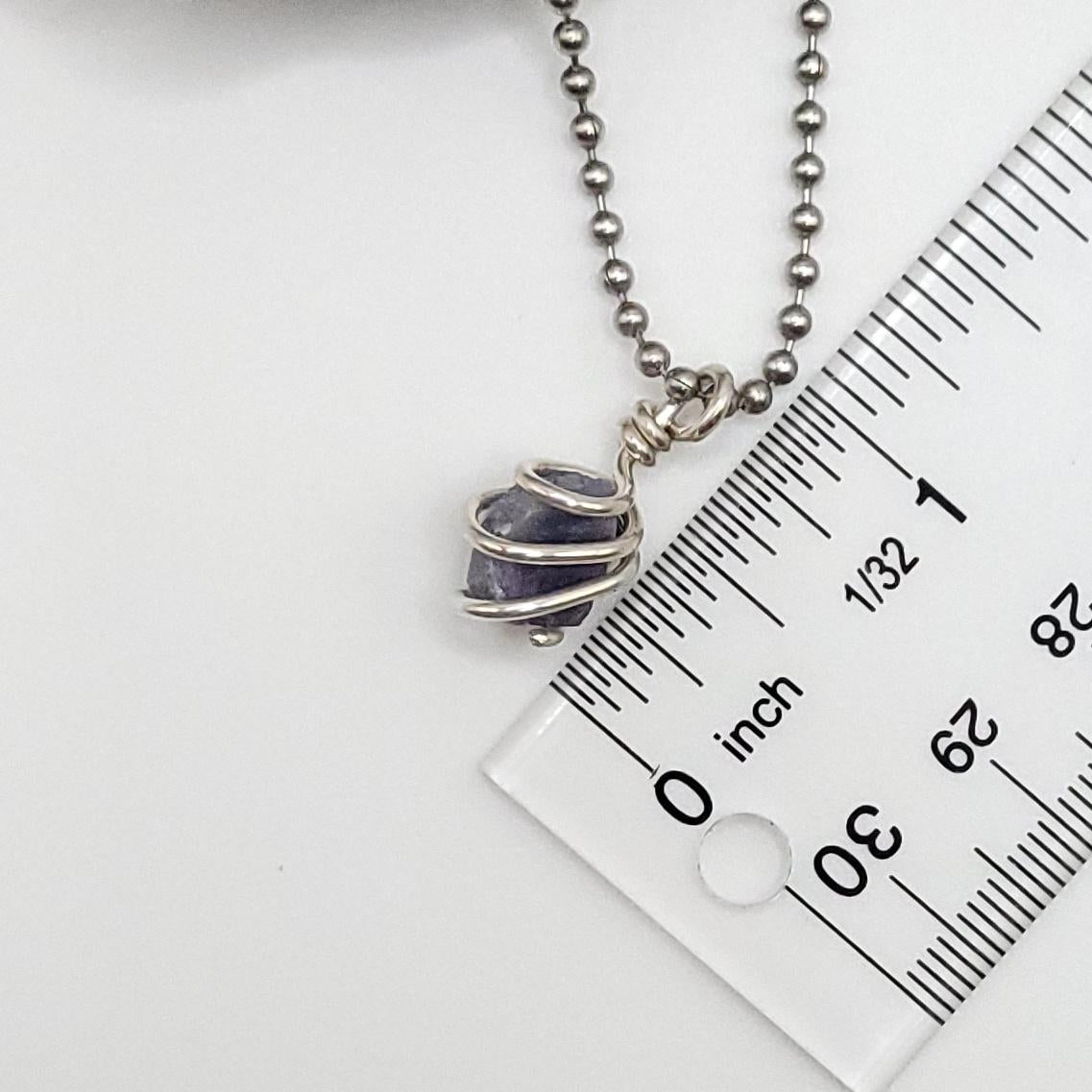 Raw Tanzanite Crystal Necklace in Silver