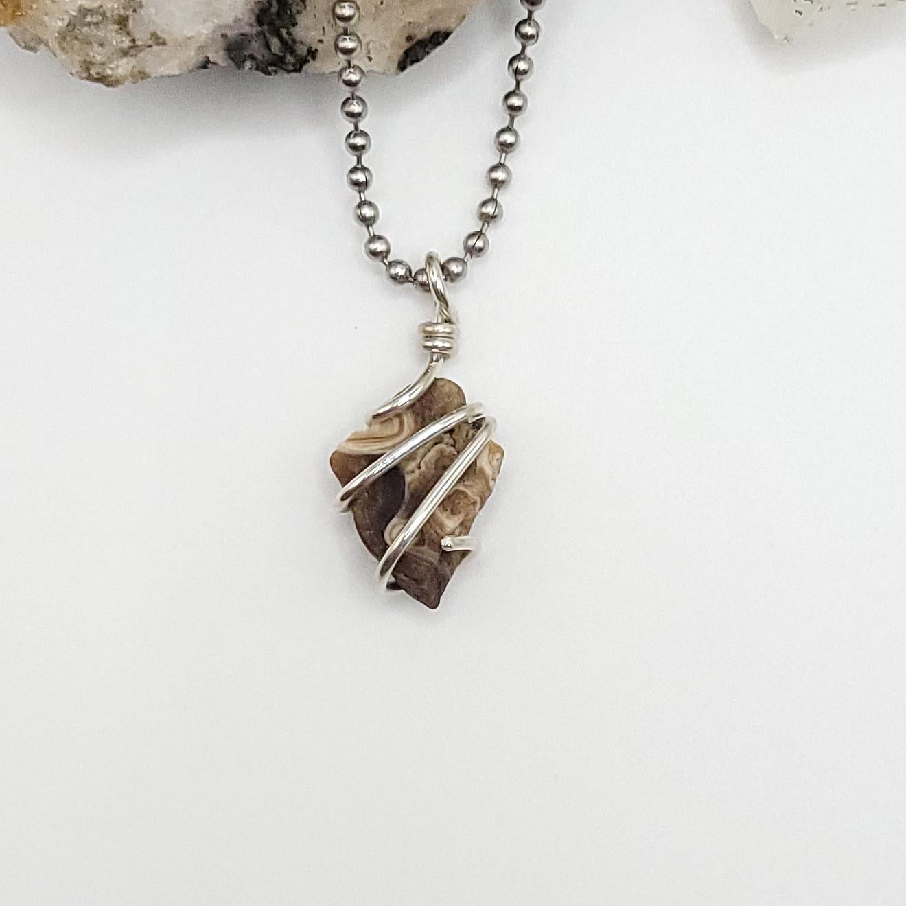 Chocolate Calcite Crystal Necklace in Silver