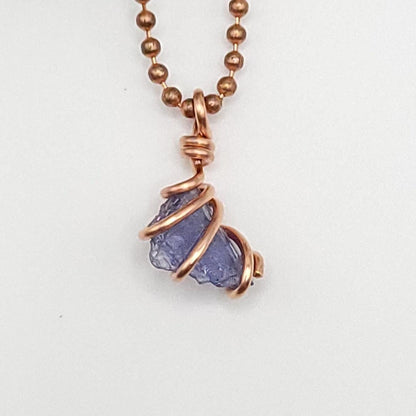 Raw Tanzanite Crystal Necklace in Copper