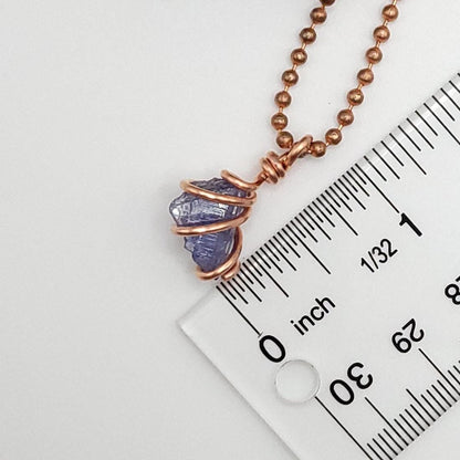 Raw Tanzanite Crystal Necklace in Copper