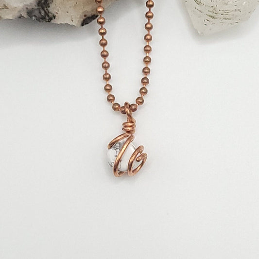 Howlite Crystal Necklace in Copper Wire