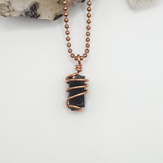 Raw Diopside Crystal Necklace in Copper