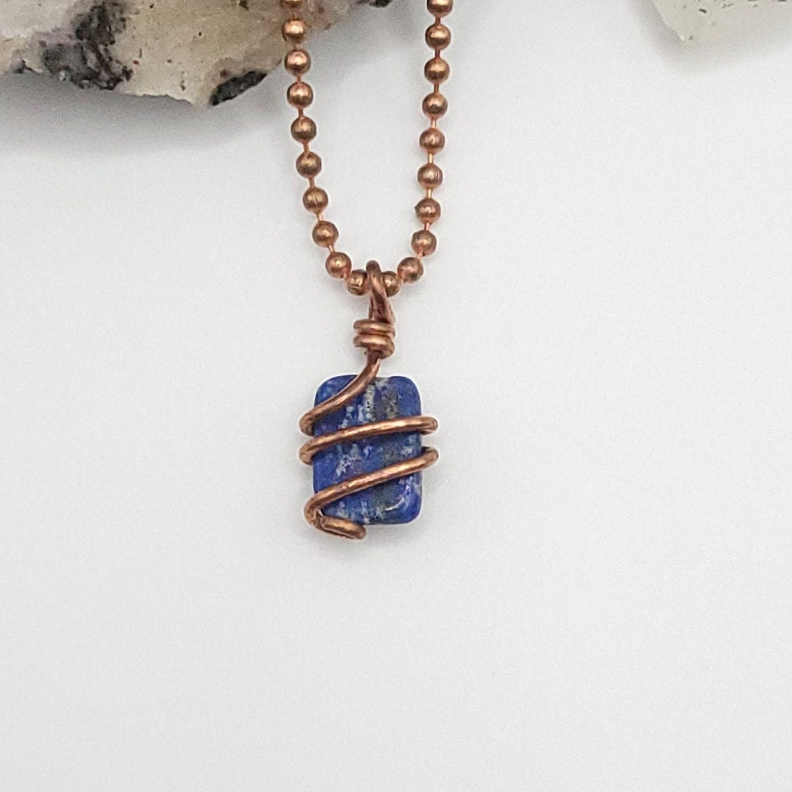 Lapis Lazuli Crystal Necklace in Copper