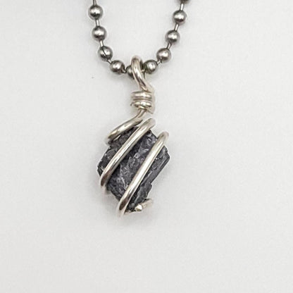 Raw Galena Crystal Necklace in Silver