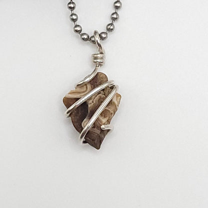 Chocolate Calcite Crystal Necklace in Silver