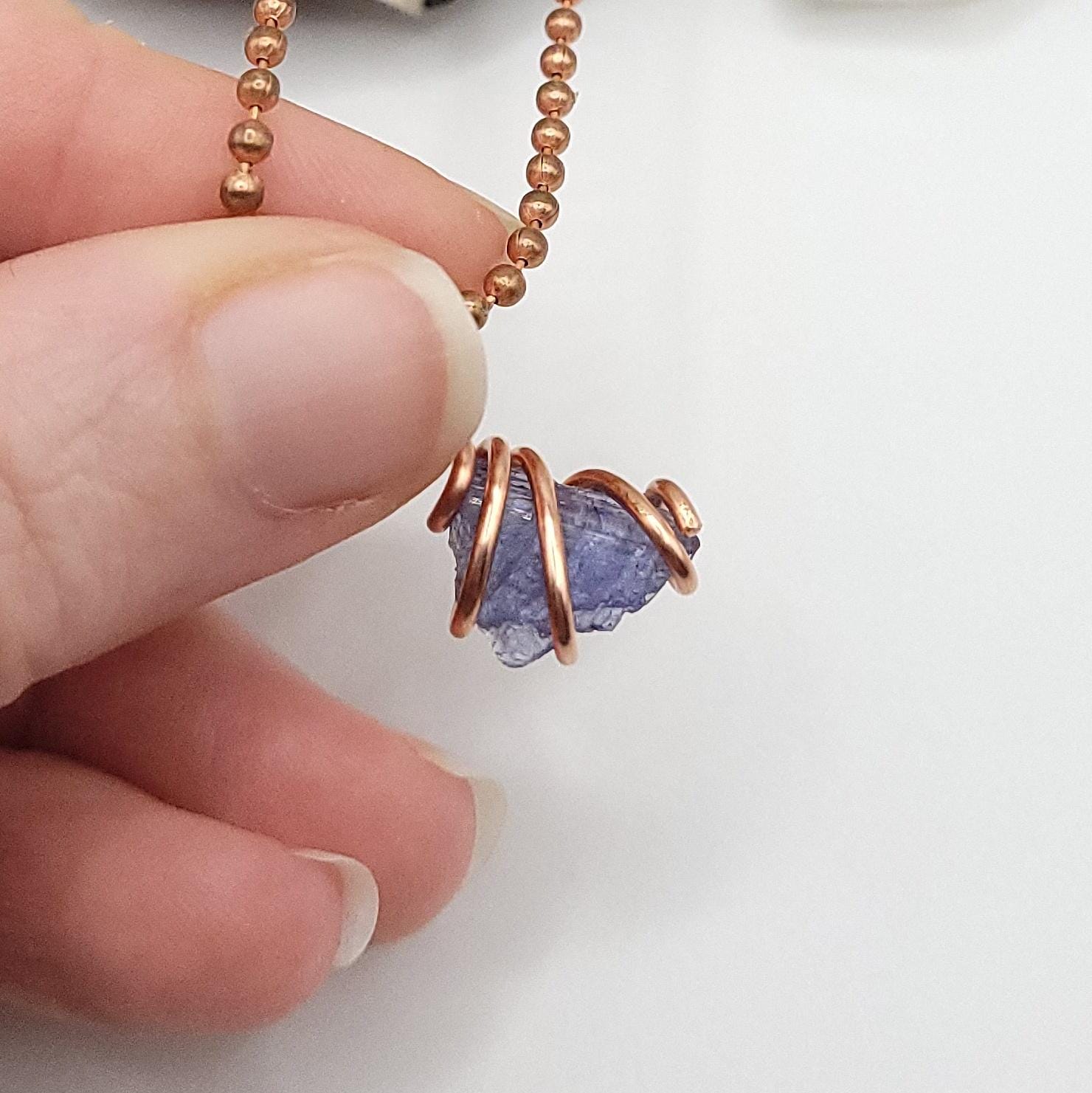 Raw Tanzanite Crystal Necklace in Copper