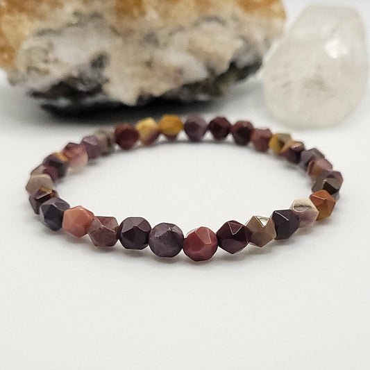 Faceted Mookaite Jasper Crystal Stretch Bracelet