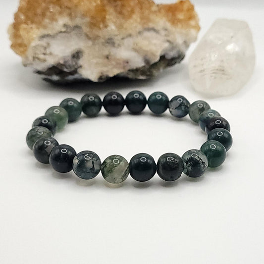 Green Moss Agate Crystal Stretch Bracelet