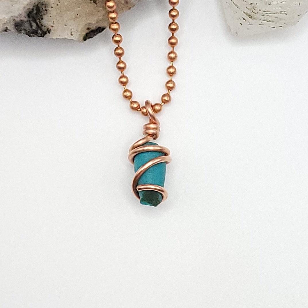 Turquoise Crystal Necklace in Copper