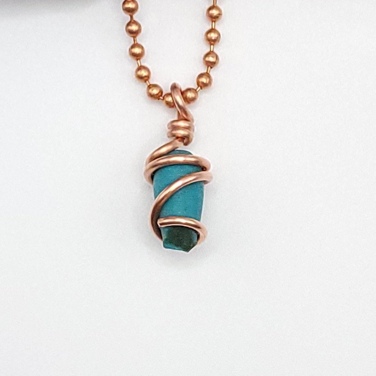 Turquoise Crystal Necklace in Copper