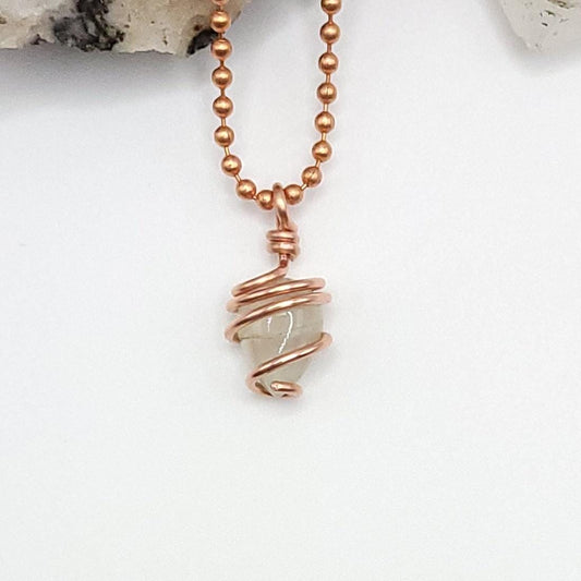 Prehnite Teardrop Crystal Necklace in Copper