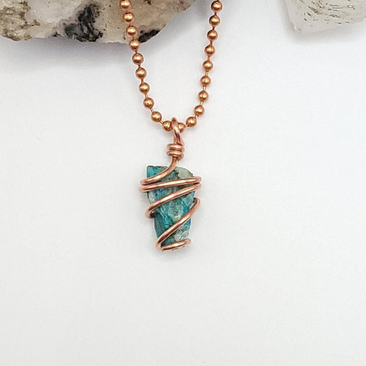 Raw Shattuckite Crystal Necklace in Copper