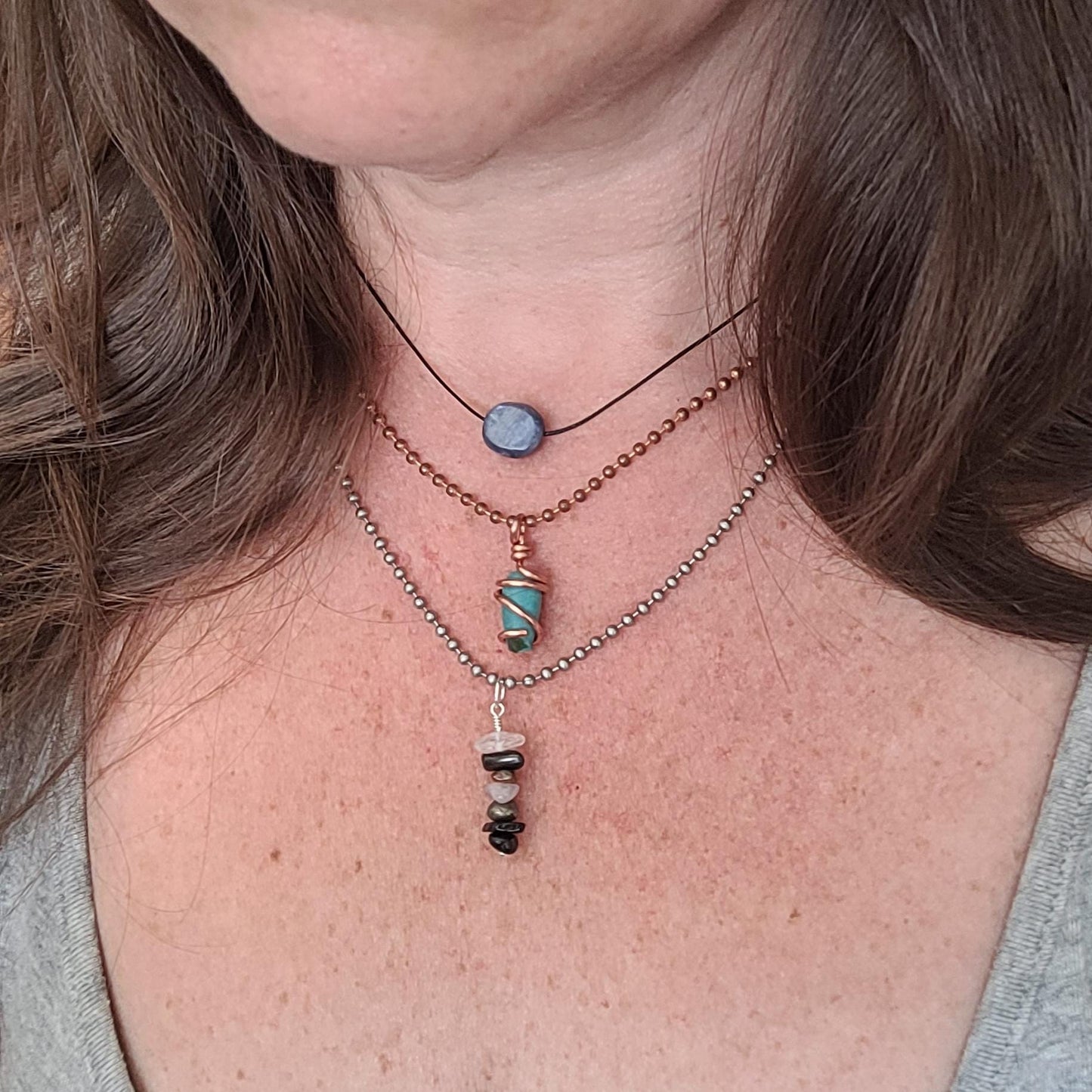 Turquoise Crystal Necklace in Copper