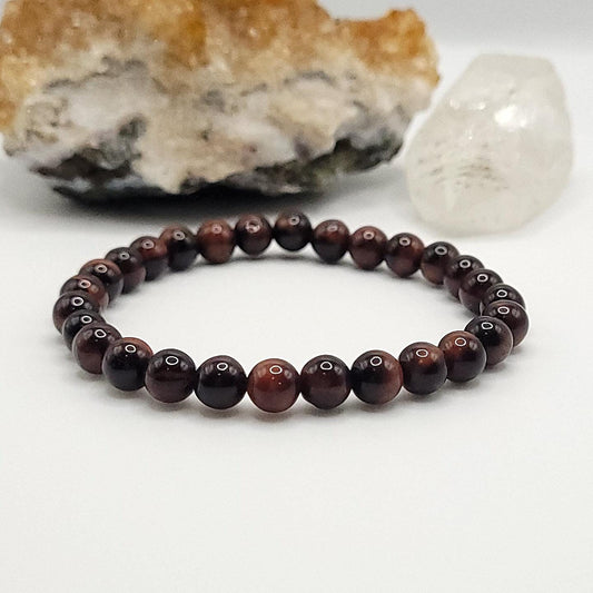 Red Tiger's Eye Crystal Stretch Bracelet