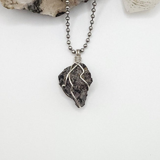 Raw Mystic Merlinite Crystal Necklace in Silver