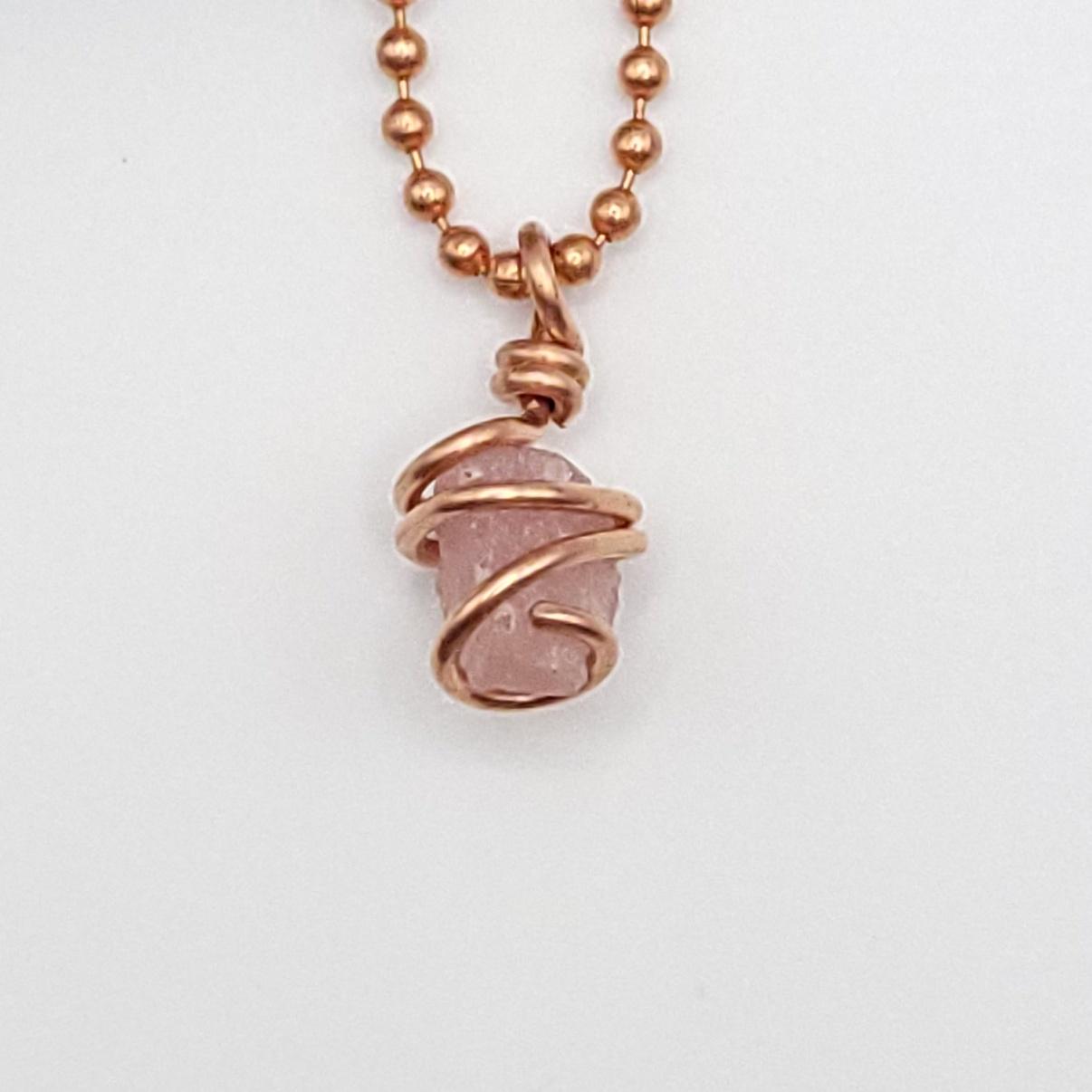 Raw Pink Tourmaline Crystal Necklace in Copper