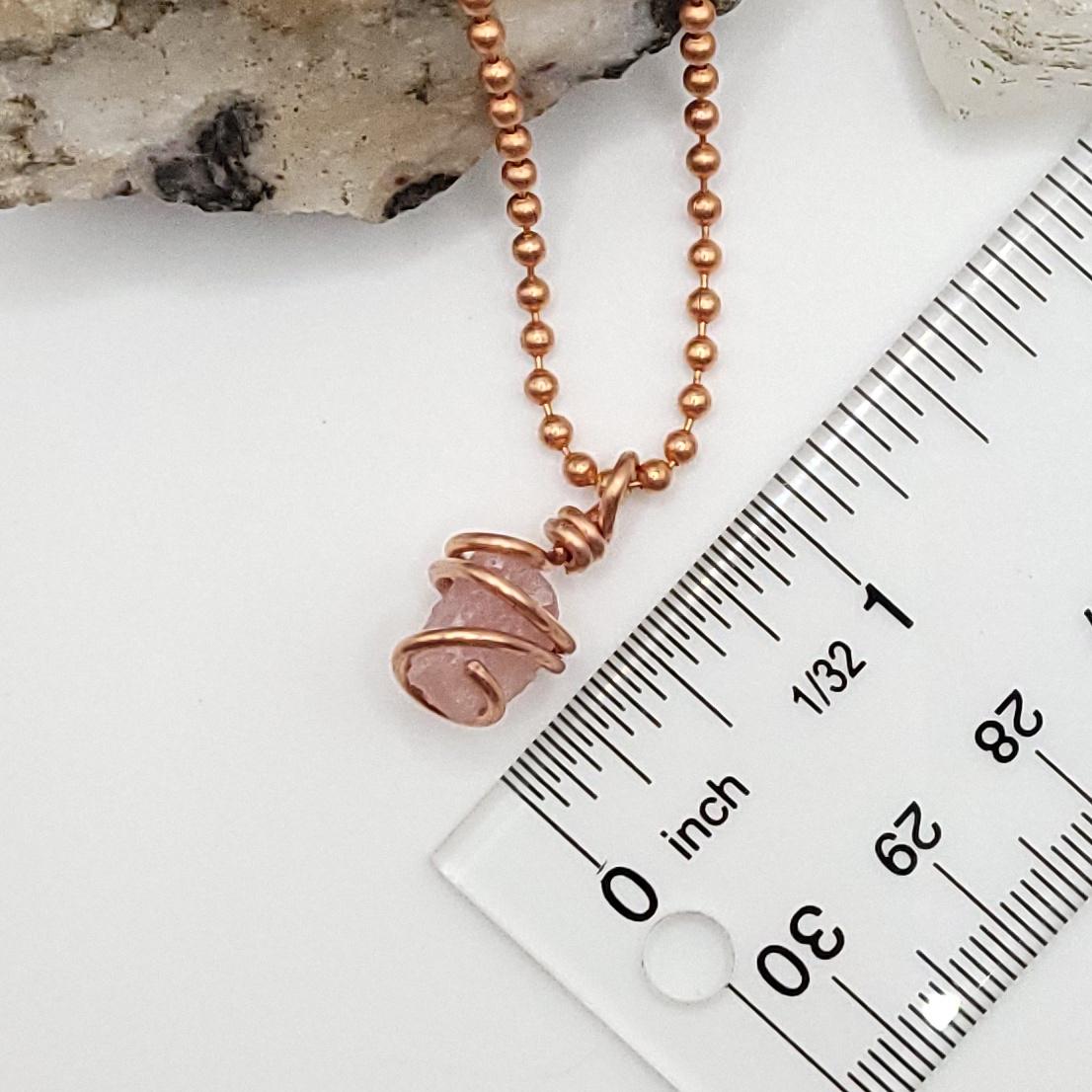 Raw Pink Tourmaline Crystal Necklace in Copper