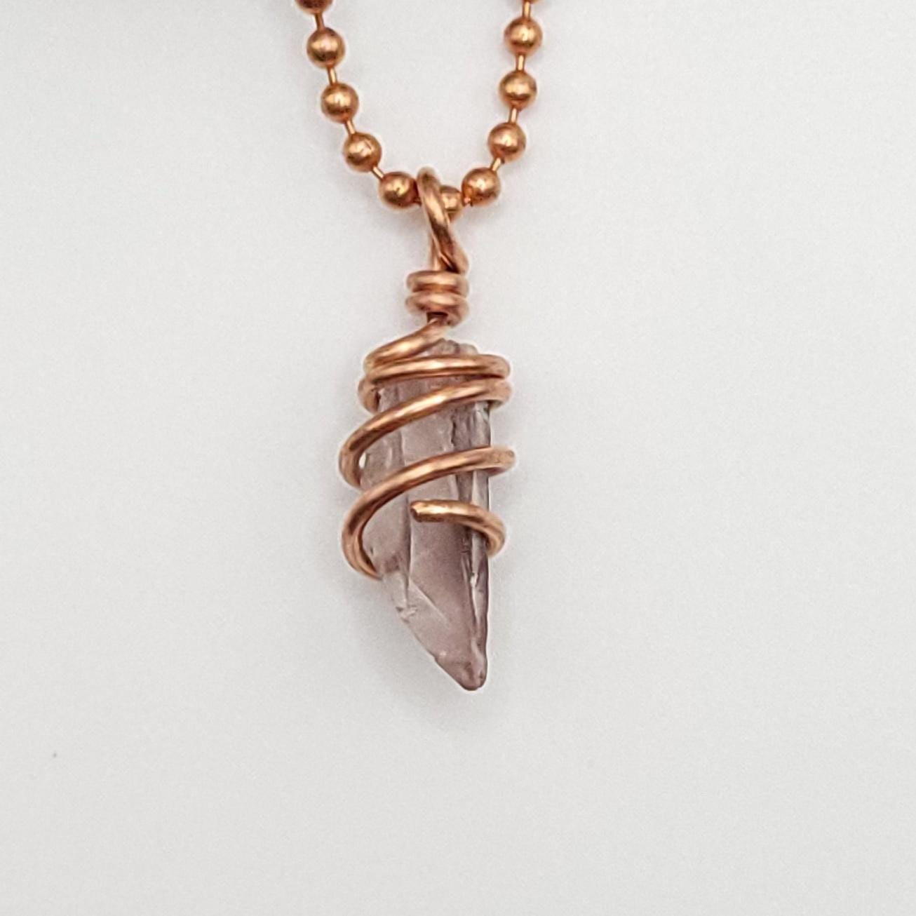 Lithium Quartz Crystal Necklace in Copper