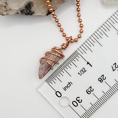 Lithium Quartz Crystal Necklace in Copper