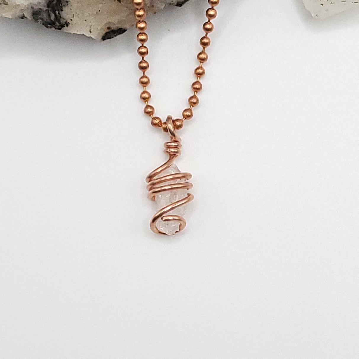 Raw Phenakite Crystal Necklace in Copper