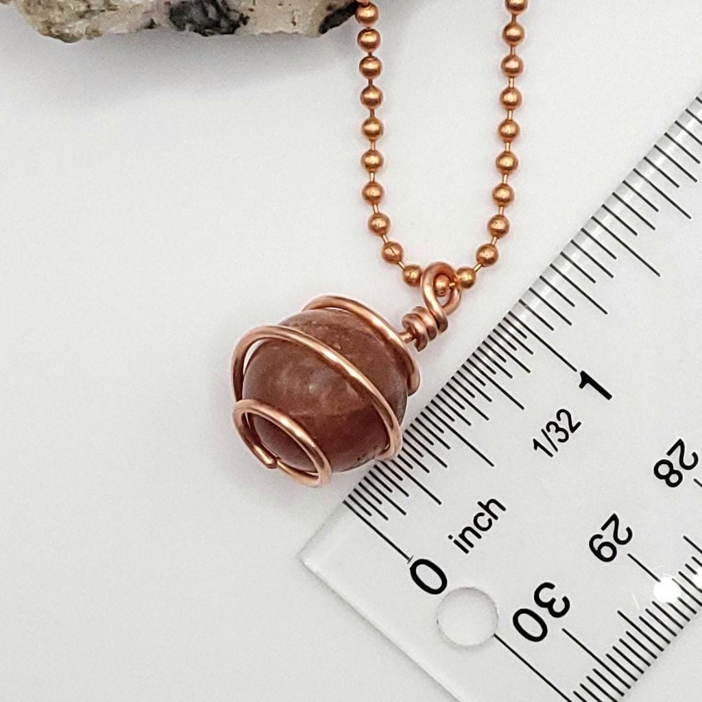 Sunstone Crystal Sphere Necklace in Copper