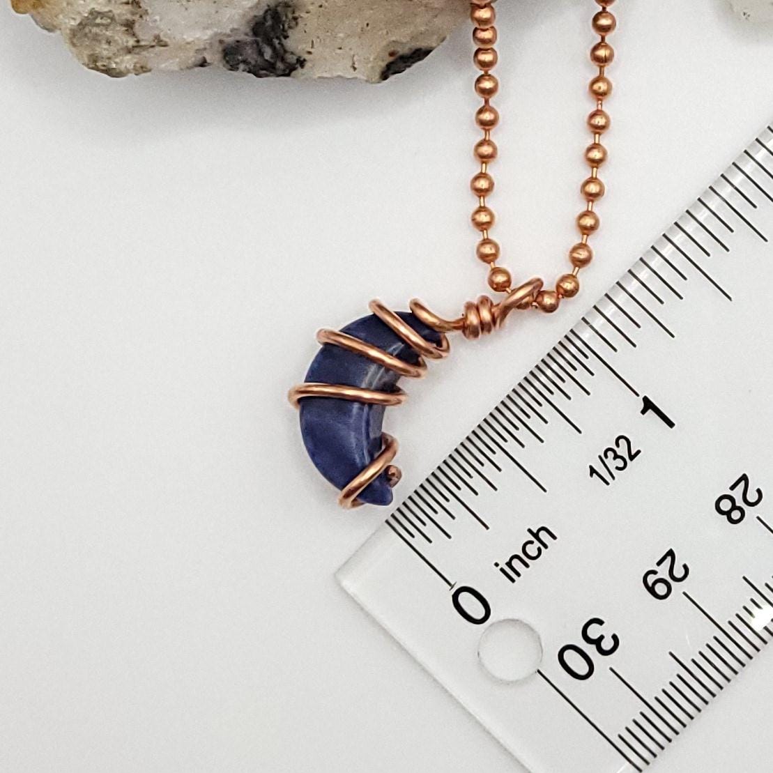 Sodalite Crystal Moon Necklace in Copper