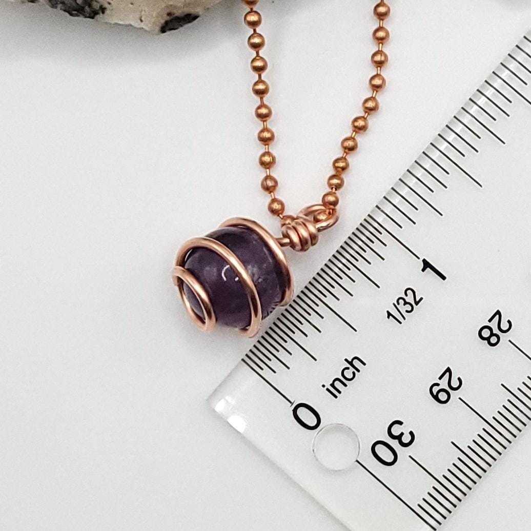 Amethyst Crystal Sphere Necklace in Copper