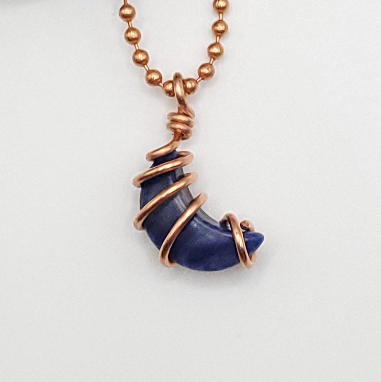 Sodalite Crystal Moon Necklace in Copper