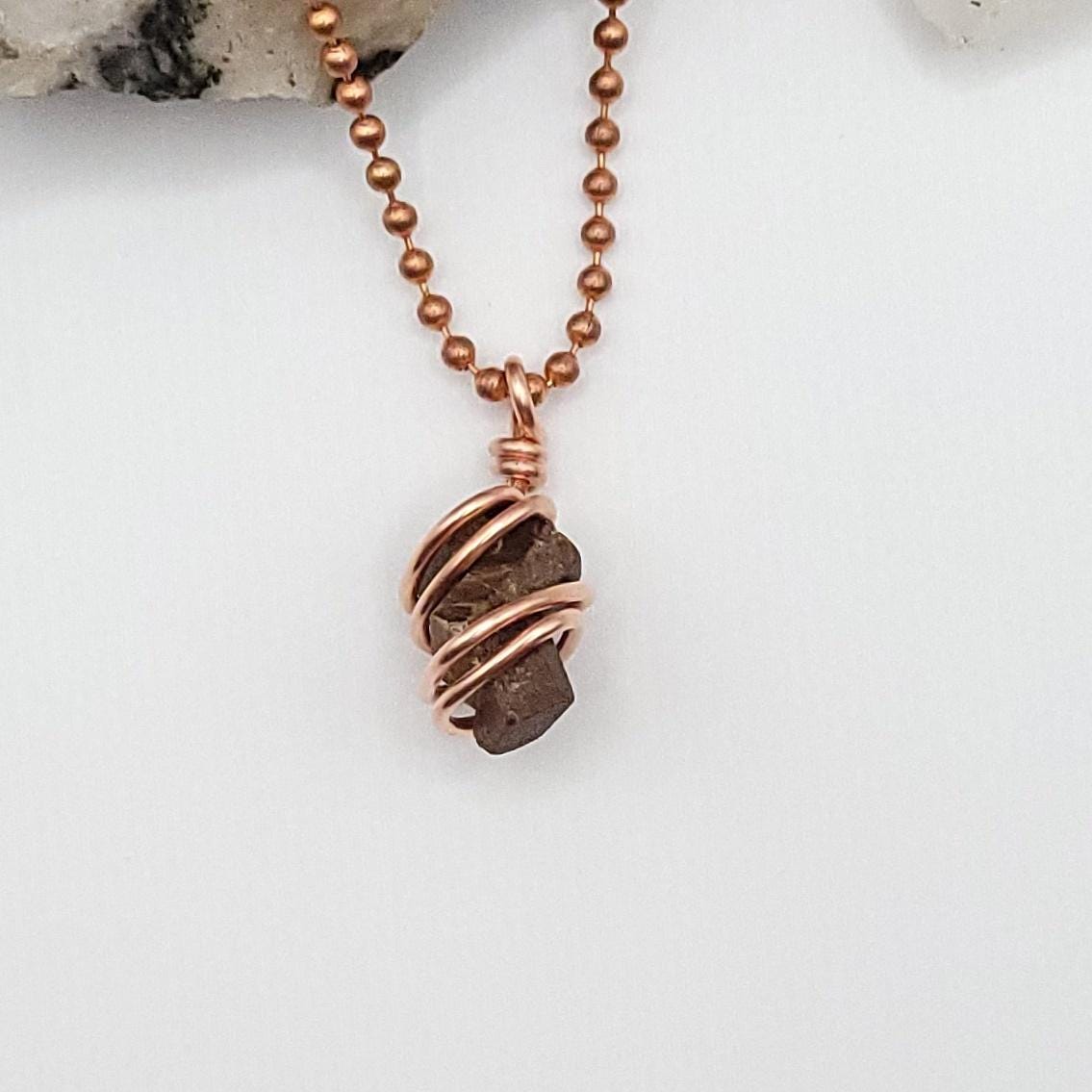 Raw Staurolite Crystal Necklace in Copper