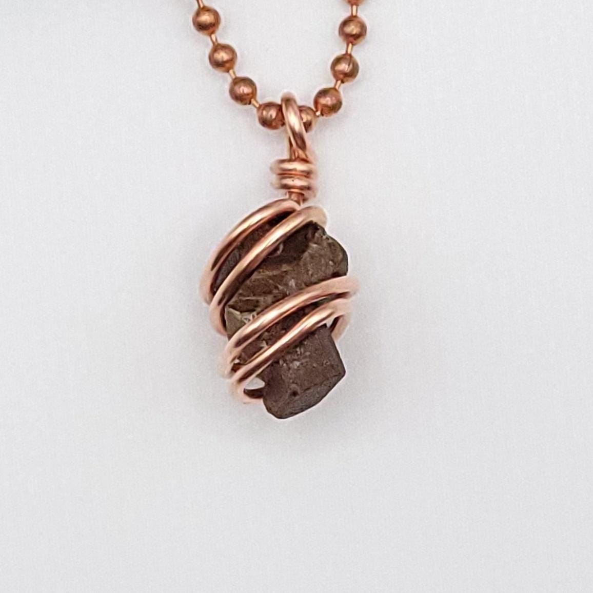 Raw Staurolite Crystal Necklace in Copper