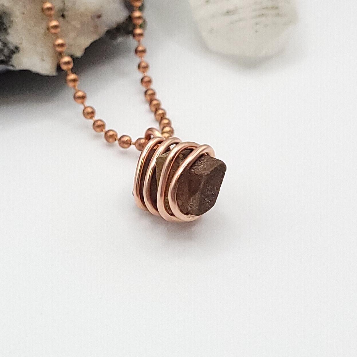 Raw Staurolite Crystal Necklace in Copper