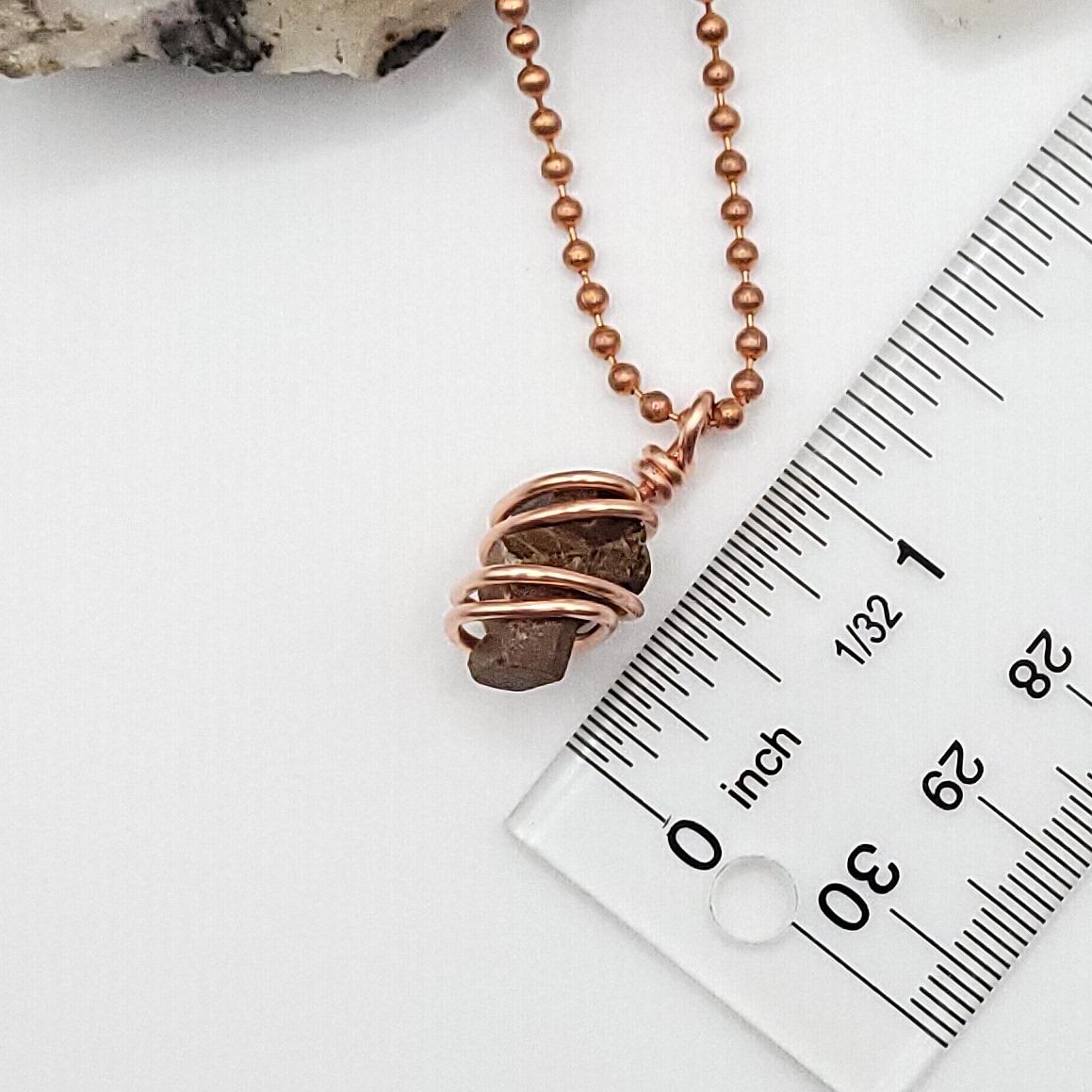 Raw Staurolite Crystal Necklace in Copper