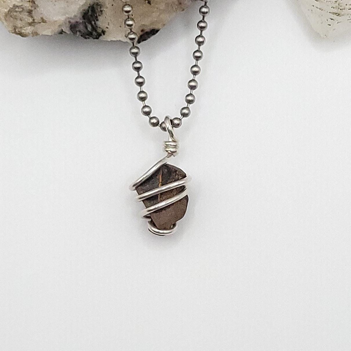 Raw Staurolite Crystal Necklace in Silver