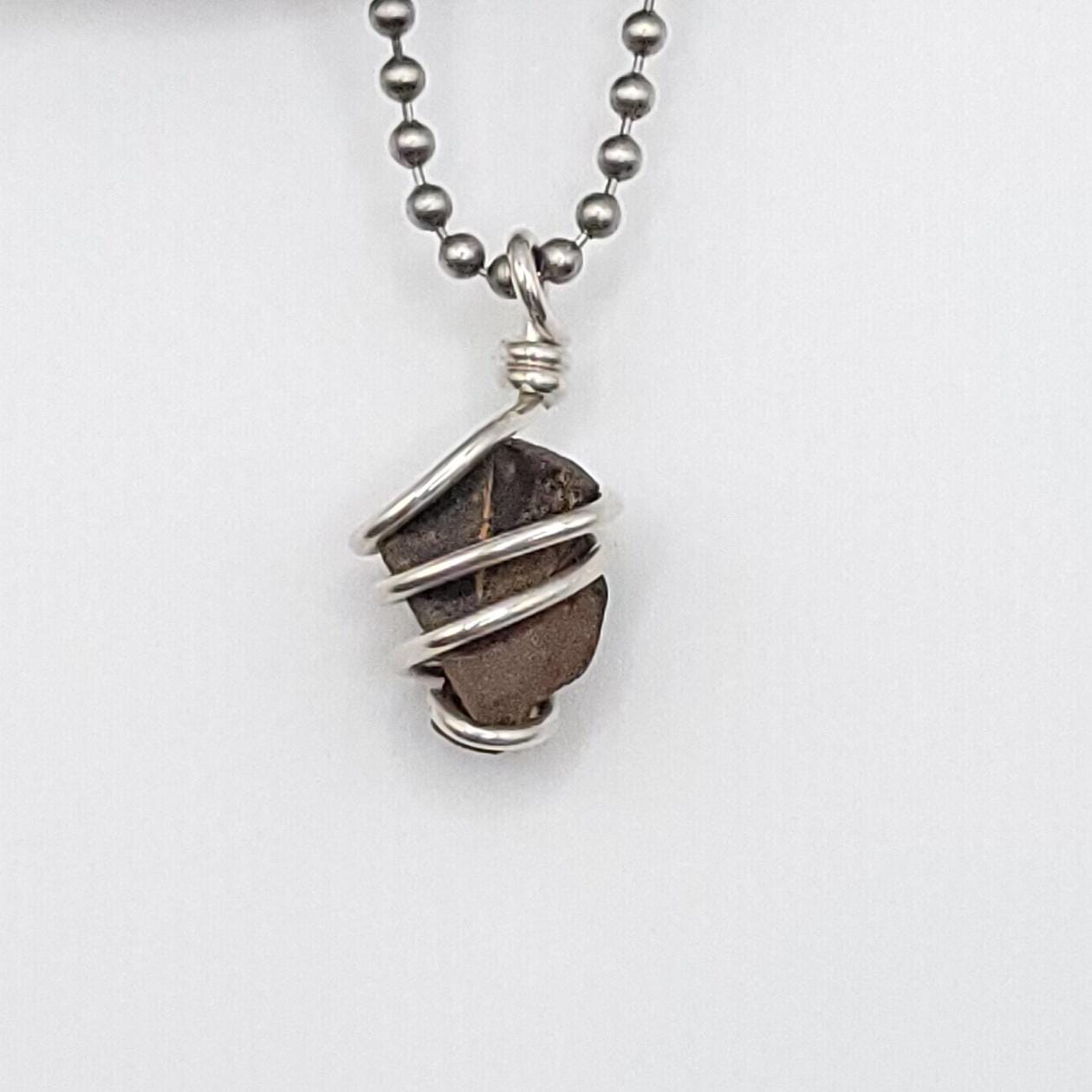 Raw Staurolite Crystal Necklace in Silver